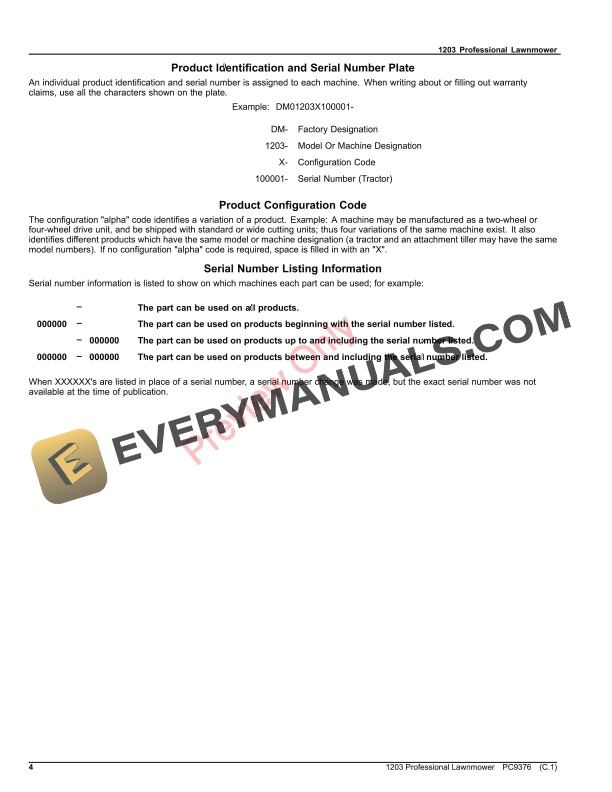 John Deere 1203 Professional Lawn Mower Parts Catalog PC9376 24APR19-4