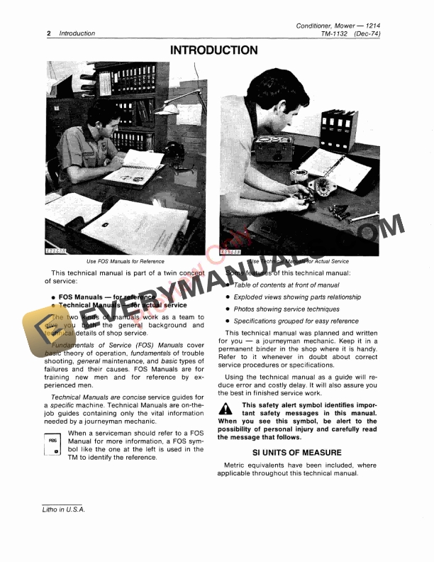 John Deere 1214 Conditioner Mower Technical Manual TM1132 01DEC74 4