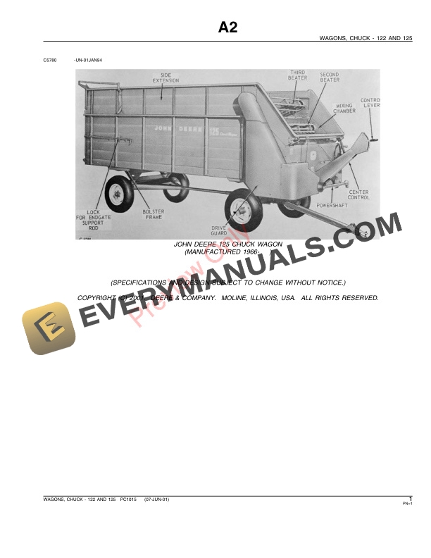 John Deere 122 125 Chuck Wagons Parts Catalog PC1015 06JUN11 3