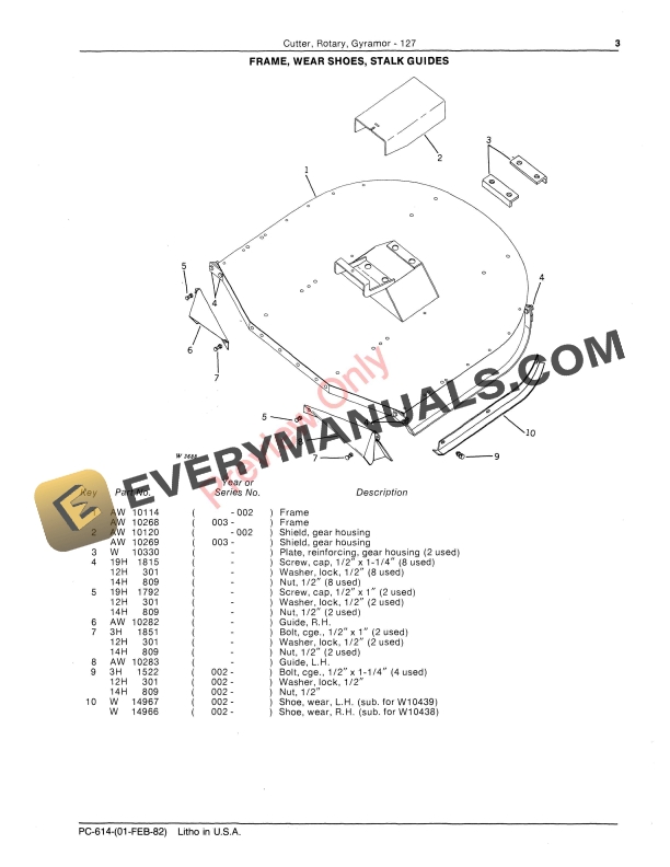 John Deere 127 Gyramor Rotary Cutter Parts Catalog PC614 01FEB82-5