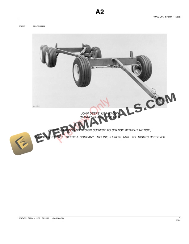 John Deere 1275 Farm Wagon Parts Catalog PC1193 02JUN11 3
