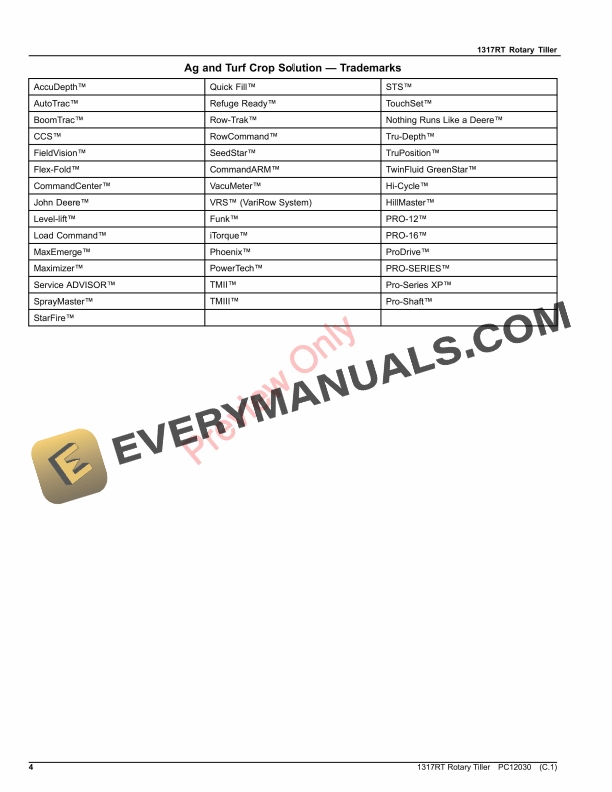 John Deere 1317RT Rotary Tiller Parts Catalog PC12030 25OCT17-4