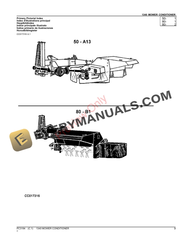 John Deere 1340 MOWER CONDITIONER Parts Catalog PC3184 20SEP21-3