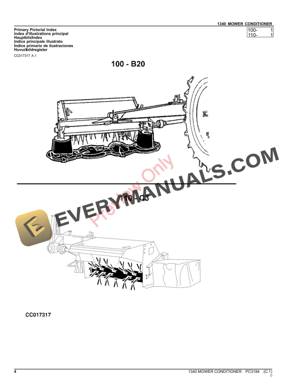 John Deere 1340 MOWER CONDITIONER Parts Catalog PC3184 20SEP21-4