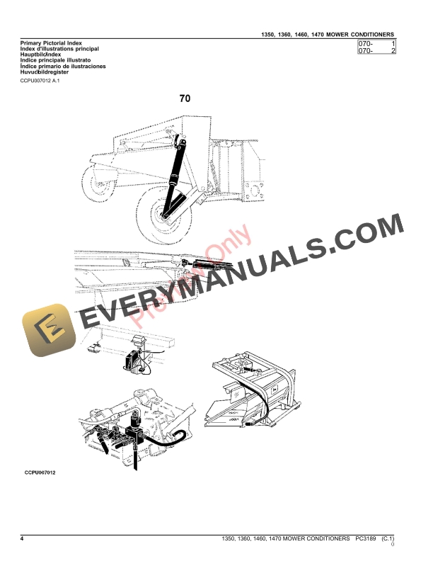 John Deere 1350, 1360, 1460 AND 1470 MOWER CONDITIONERS Parts Catalog PC3189 23AUG21 5 John Deere 1350, 1360, 1460 AND 1470 MOWER CONDITIONERS Parts Catalog PC3189 23AUG21-4