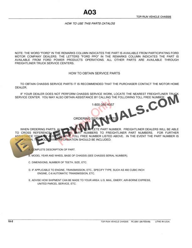 John Deere 14, 16 and 18 Top Run Commercial Chassis with 6 Parts Catalog PC2261 28FEB89-4