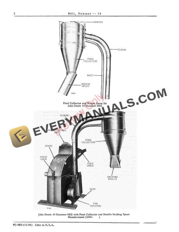 John Deere 14 Hammer Mill Parts Catalog PC682 01NOV64-4