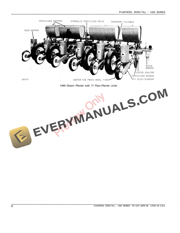 John Deere 1400 Series Zero-Till Planters Parts Catalog PC1275 01APR79-4