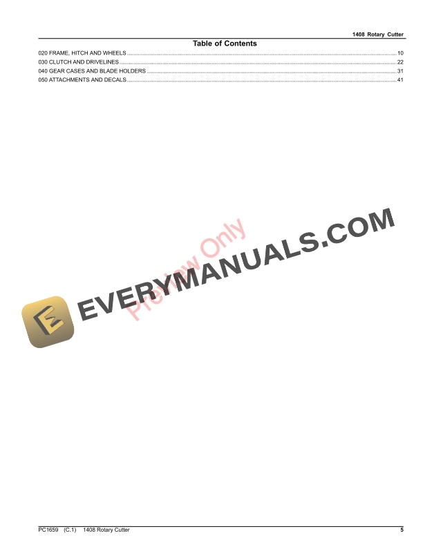 John Deere 1408 ROTARY CUTTER Parts Catalog PC1659 20SEP21-5