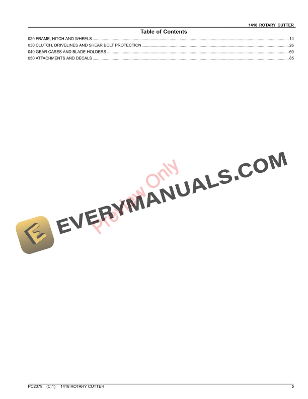 John Deere 1418 ROTARY CUTTER Parts Catalog PC2079 20SEP21-5