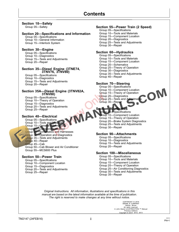 John Deere 1420 1435 1445 1545 1565 Series II Front Mower Technical Manual TM2147 24FEB16 3