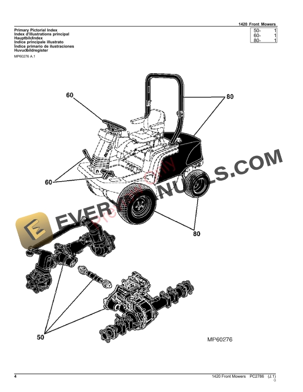 John Deere 1420 Front Mowers Parts Catalog PC2786 06MAR23-4