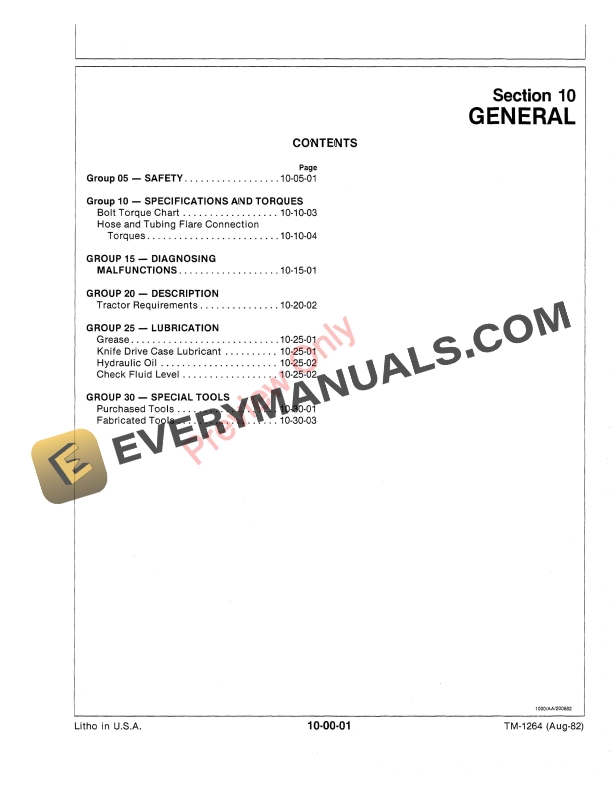 John Deere 1424 Conditioner Mower Technical Manual TM1264 01AUG82 5