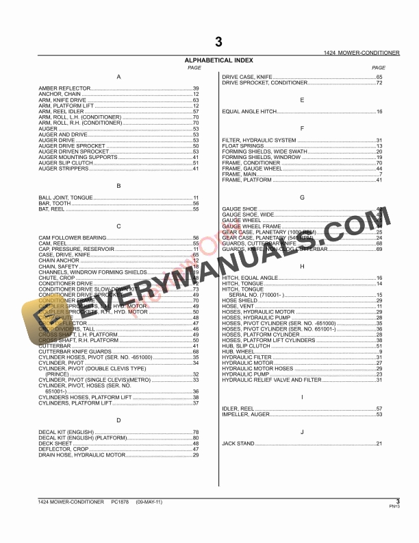 John Deere 1424 Mower Conditioner Parts Catalog PC1878 09MAY11-5