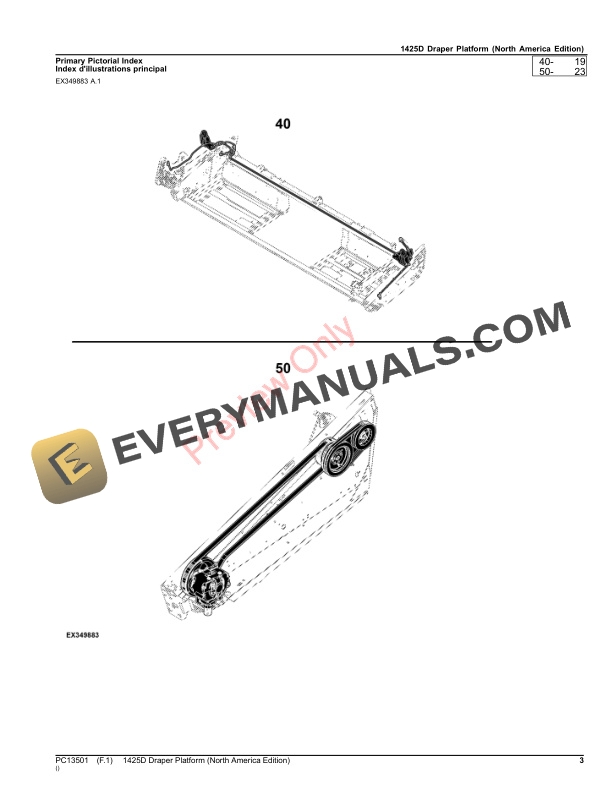 John Deere 1425D Draper Platform Parts Catalog PC13501 18JUN22-3