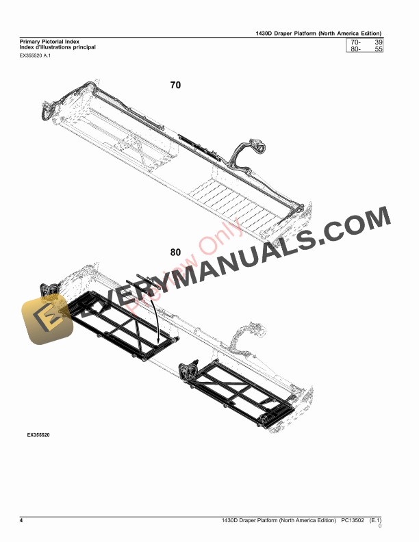 John Deere 1430D Draper Platform Parts Catalog PC13502 26AUG23-4