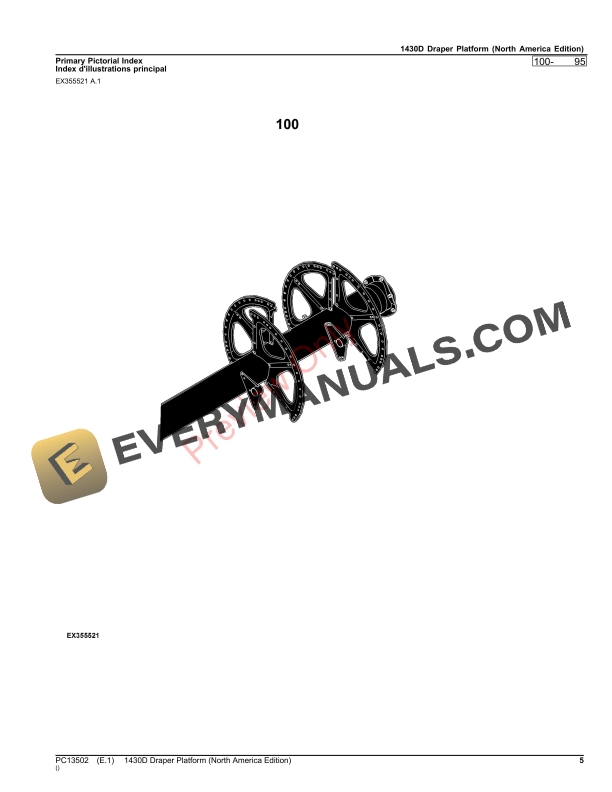 John Deere 1430D Draper Platform Parts Catalog PC13502 26AUG23-5