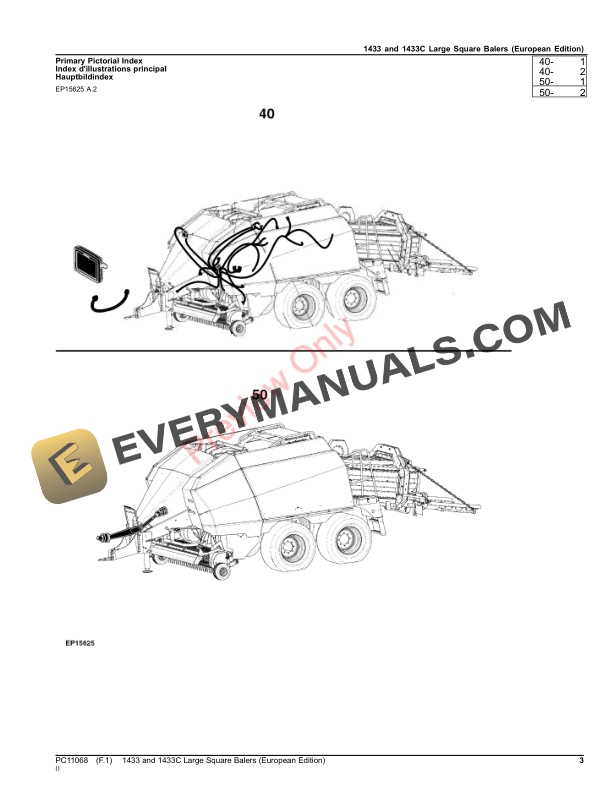 John Deere 1433 and 1433C Large Square Balers Parts Catalog PC11068 20SEP21 3