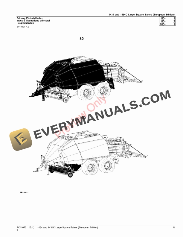 John Deere 1434 and 1434C Large Square Balers Parts Catalog PC11070 20SEP21 5