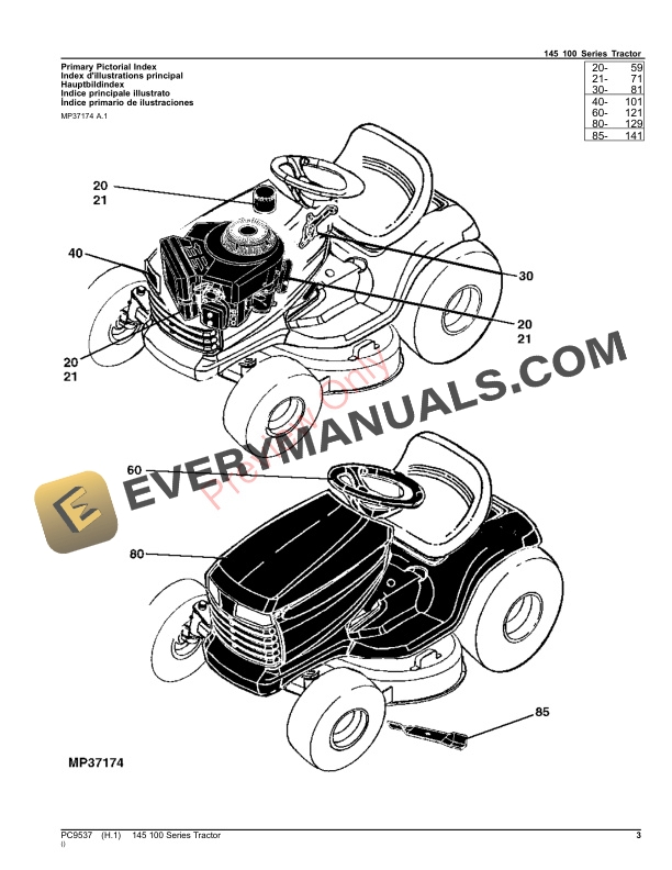 John Deere 145 100 Series Tractor Parts Catalog PC9537 08SEP23-3