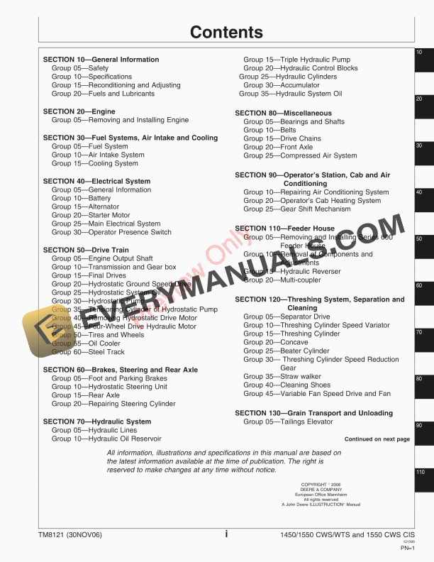 John Deere 1450 1550 1450 CWS 1450 WTS 1550 CWS 1550 WTS Technical Manual TM8121 21OCT08 5