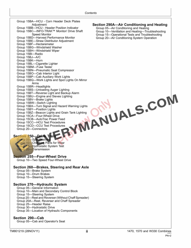 John Deere 1470 1570 and W330 Combine Technical Manual TM801219 28NOV11 4