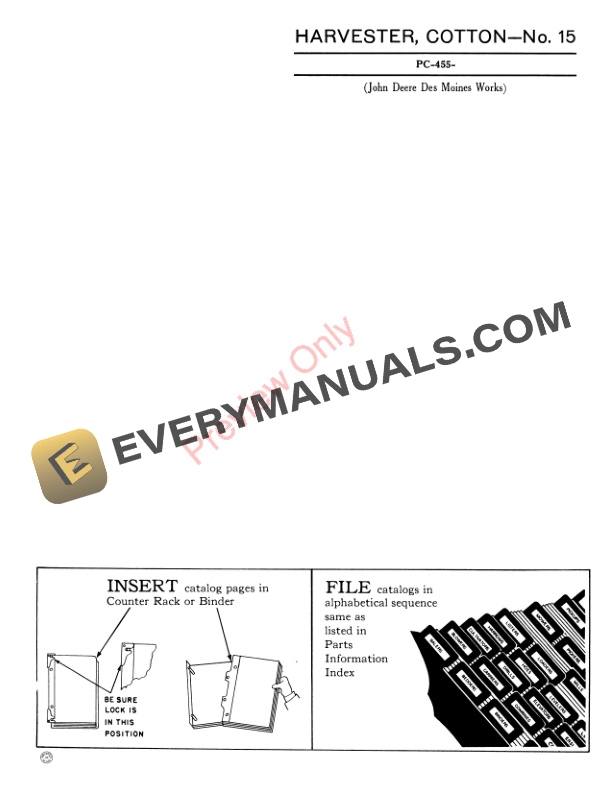 John Deere 15 Cotton Harvester Parts Catalog PC455 01MAR56-3