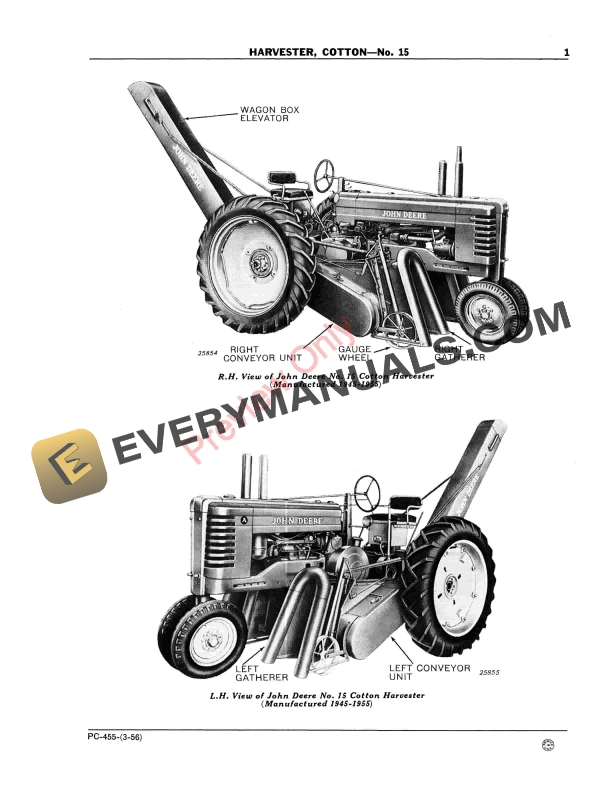 John Deere 15 Cotton Harvester Parts Catalog PC455 01MAR56-5