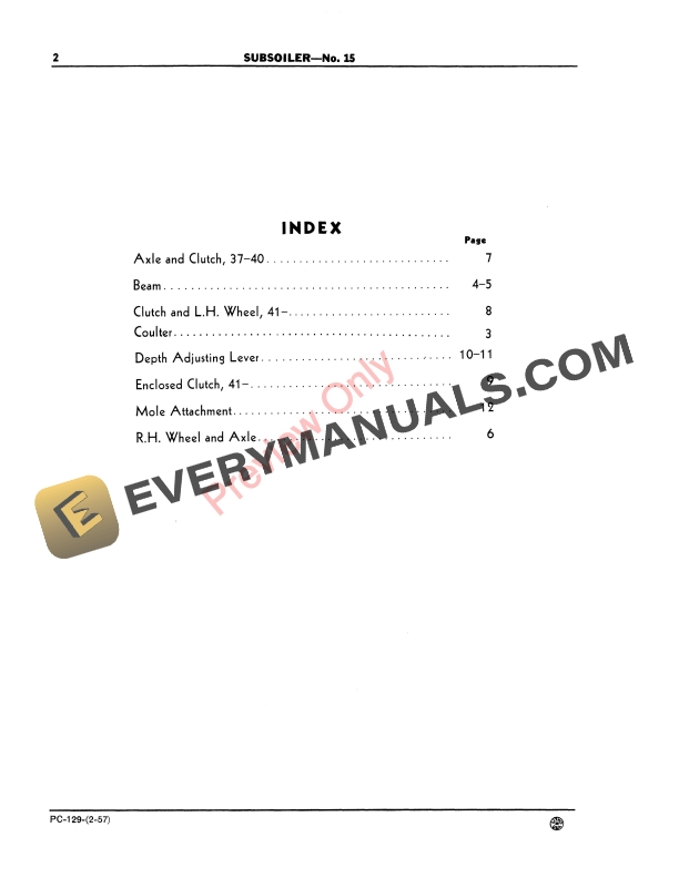 John Deere 15 Subsoiler Parts Catalog PC129 01FEB57 5 John Deere 15 Subsoiler Parts Catalog PC129 01FEB57-4