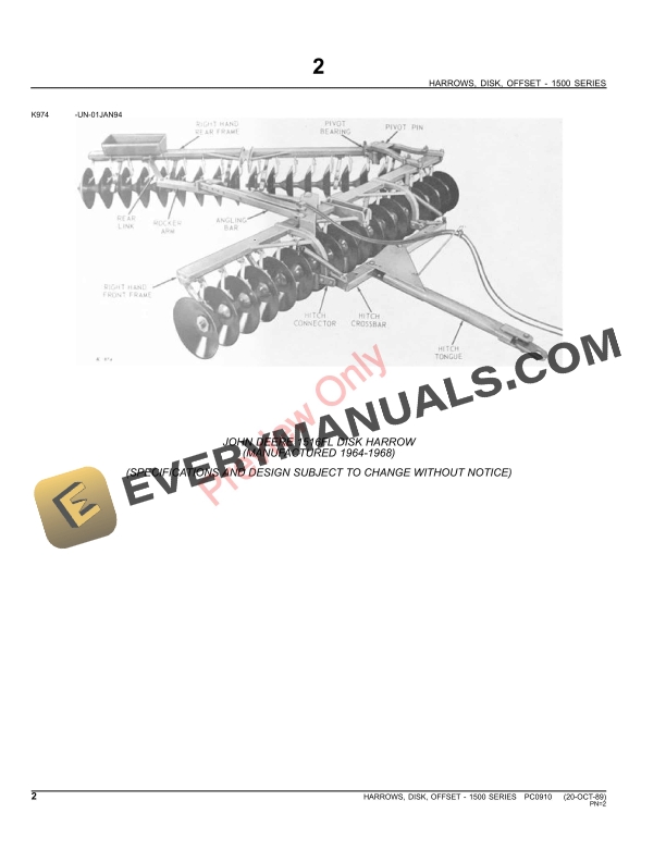 John Deere 1500 Disk Harrows Parts Catalog PC0910 02JUN11 4