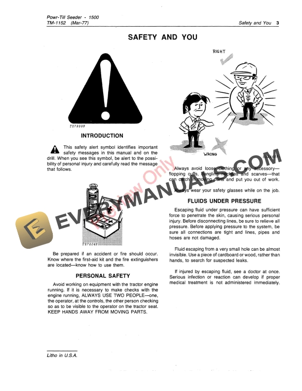 John Deere 1500 Powr Til Seeder Technical Manual TM1152 01MAR77 5