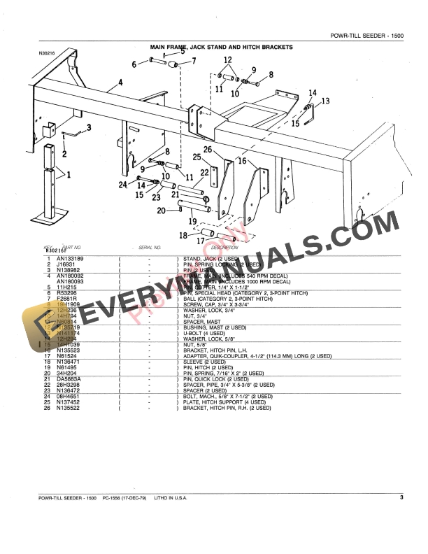 John Deere 1500 Powr-Till Seeder Parts Catalog PC1556 17DEC79-5