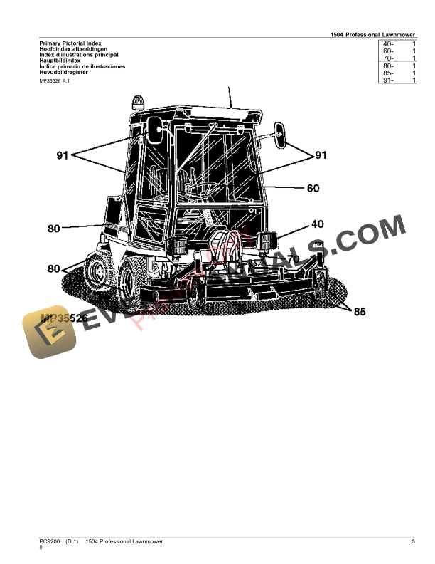 John Deere 1504 Professional Lawn mower Parts Catalog PC9200 15AUG22-3