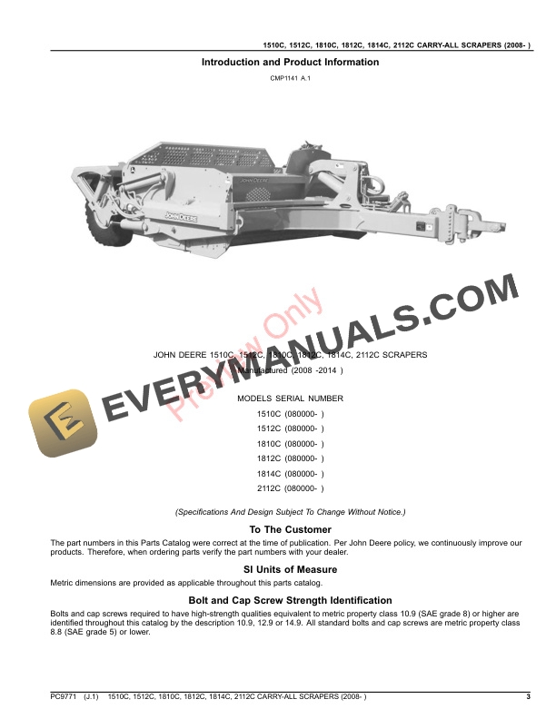 John Deere 1510C, 1512C, 1810C, 1812C, 1814C, 2112C Carry Parts Catalog PC9771 09OCT23-3