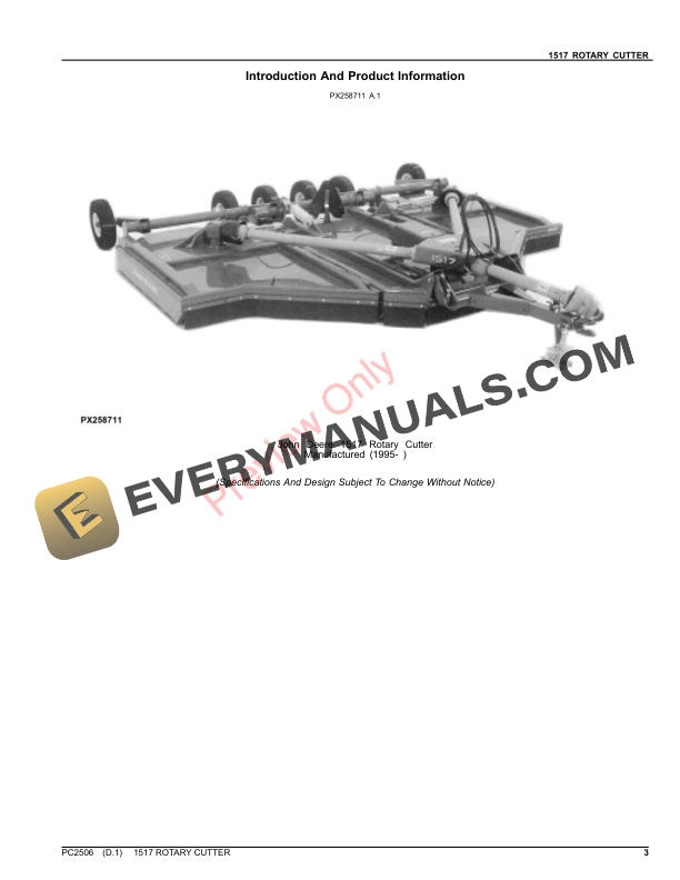 John Deere 1517 ROTARY CUTTER Parts Catalog PC2506 20SEP21-3