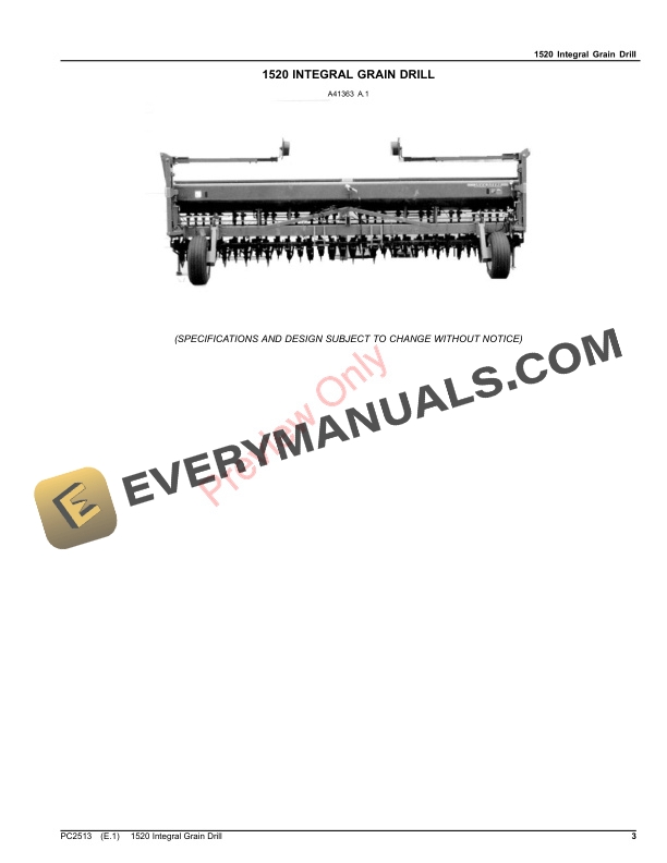 John Deere 1520 Integral Grain Drill, English Parts Catalog PC2513 17OCT23-3