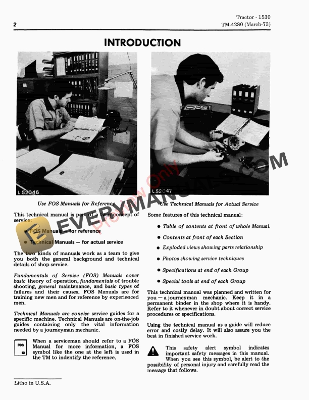 John Deere 1530 Tractor Technical Manual TM4280 01MAR73 5 John Deere 1530 Tractor Technical Manual TM4280 01MAR73 4