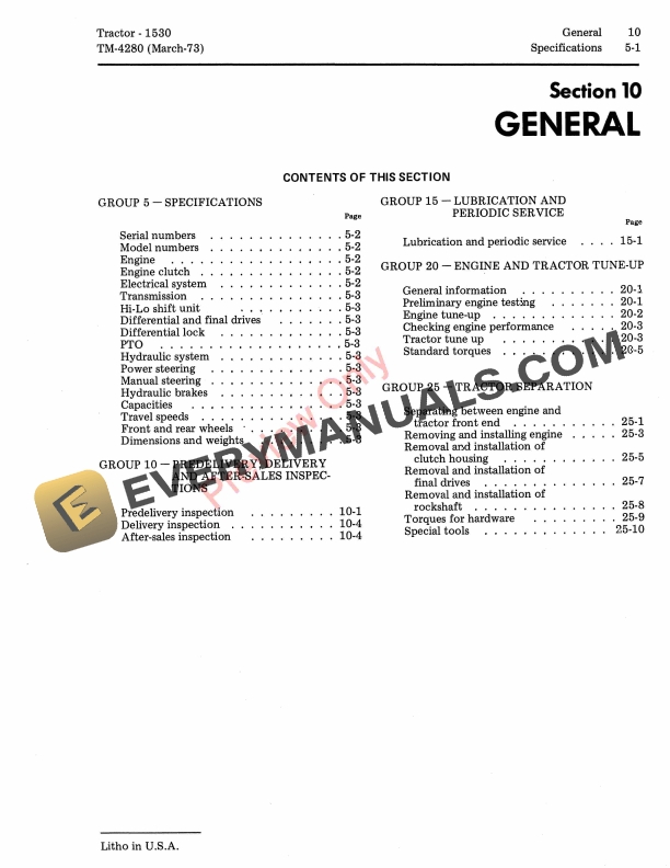 John Deere 1530 Tractor Technical Manual TM4280 01MAR73 6 John Deere 1530 Tractor Technical Manual TM4280 01MAR73 5