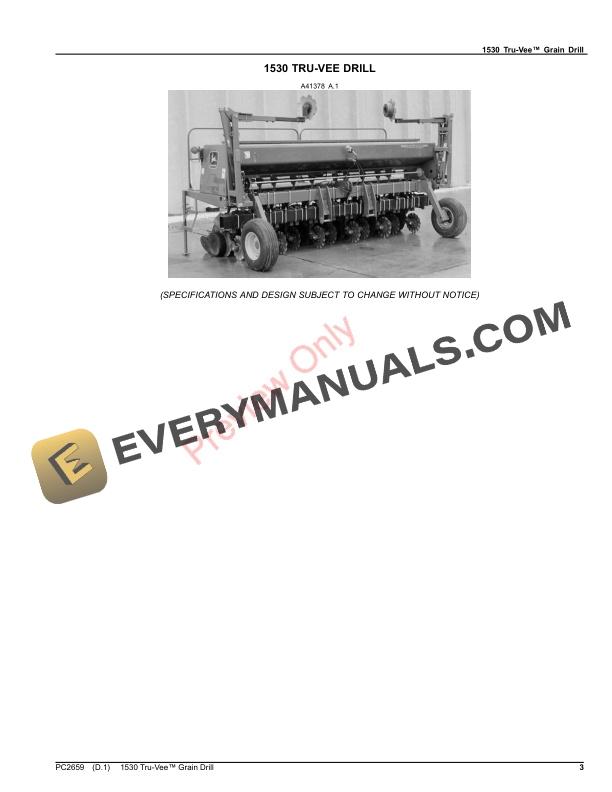 John Deere 1530 Tru-Vee Drill Parts Catalog PC2659 21NOV23 4 John Deere 1530 Tru-Vee Drill Parts Catalog PC2659 21NOV23-3