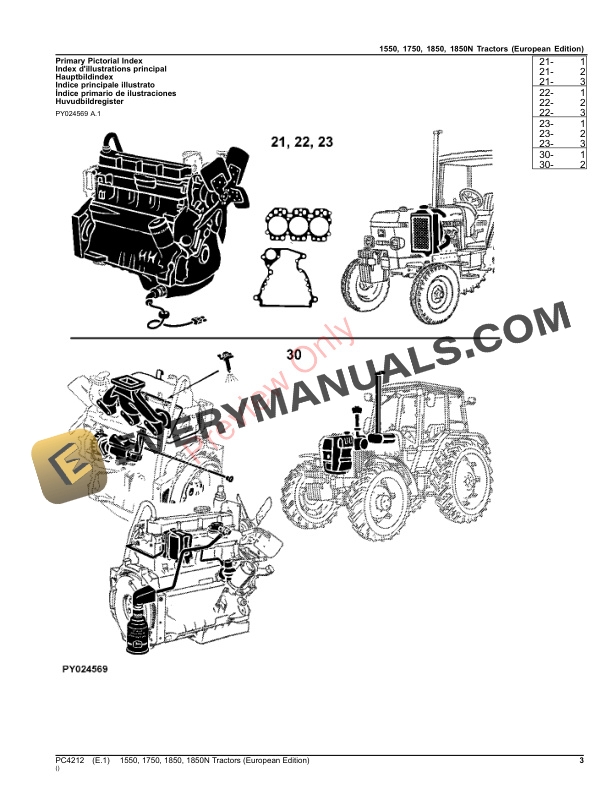 John Deere 1550, 1750, 1850, 1850N Tractors Parts Catalog PC4212 03AUG23-3