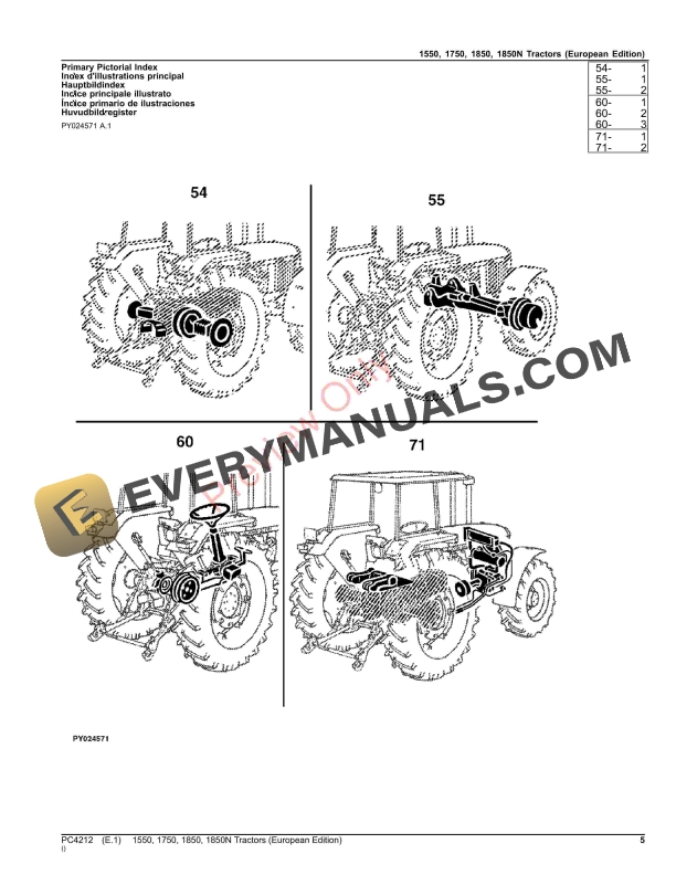John Deere 1550, 1750, 1850, 1850N Tractors Parts Catalog PC4212 03AUG23-5
