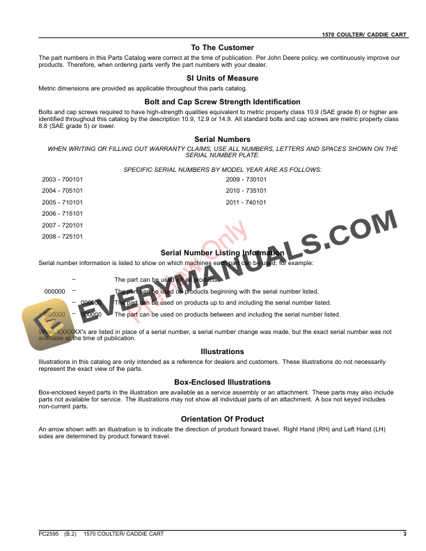 John Deere 1570 CoulterCaddie Cart Parts Catalog PC2595 21MAR17-3