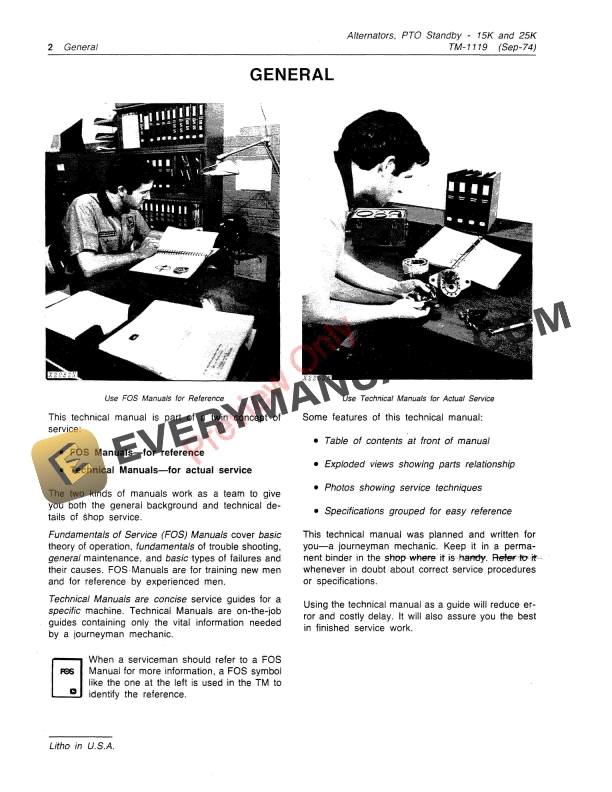 John Deere 15K and 25K Standby Alternator Technical Manual TM1119 01SEP74 4
