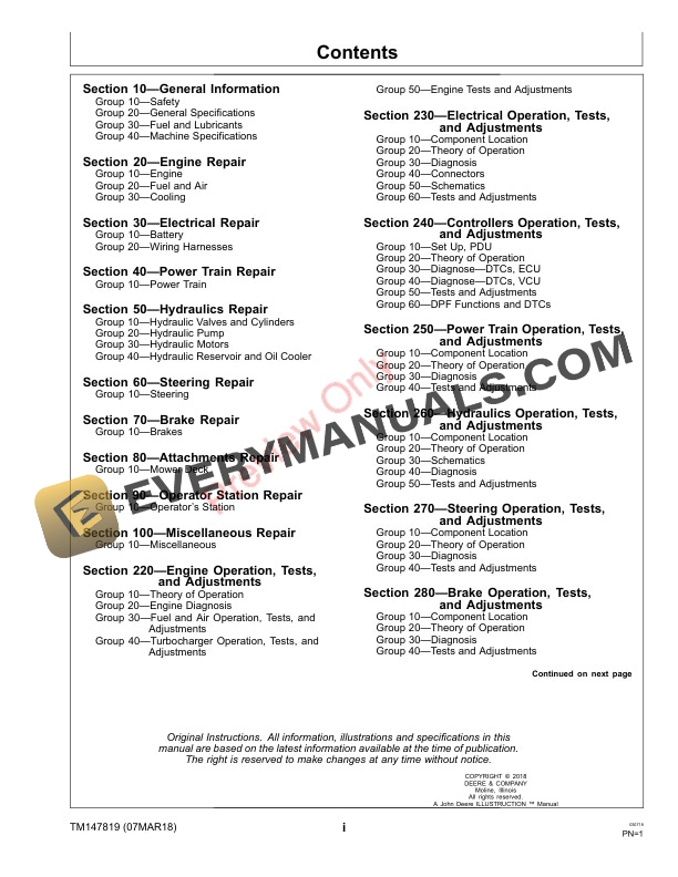 John Deere 1600 Series III Turbo Wide Area Mower Technical Manual TM147819 07MAR18 3