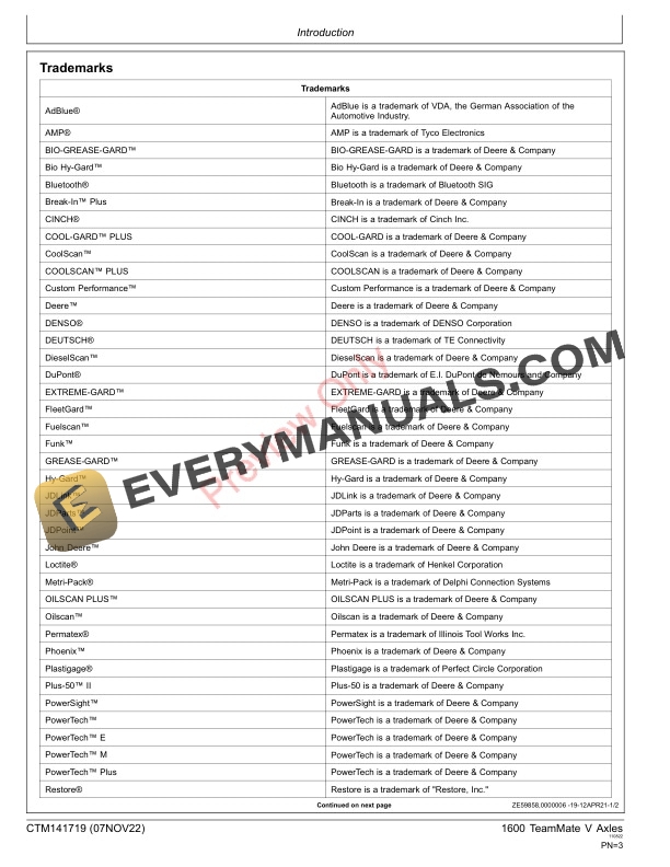 John Deere 1600 Series TeamMate V Inboard Planetary Axles Component Technical Manual CTM141719 07NOV22 3