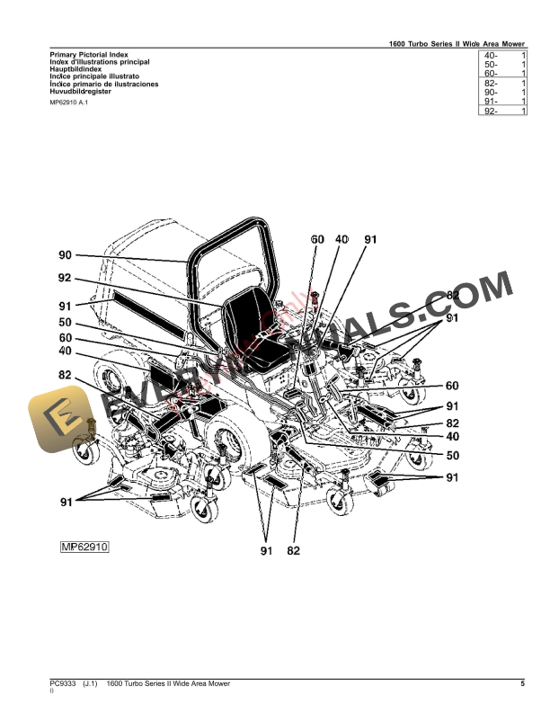 John Deere 1600 Turbo Series II Wide Area Mower Parts Catalog PC9333 15OCT23-5