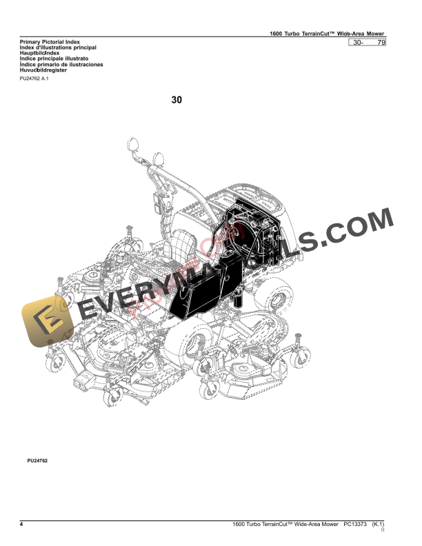 John Deere 1600 Turbo Series III Wide Area Mower Parts Catalog PC13373 17SEP23-4