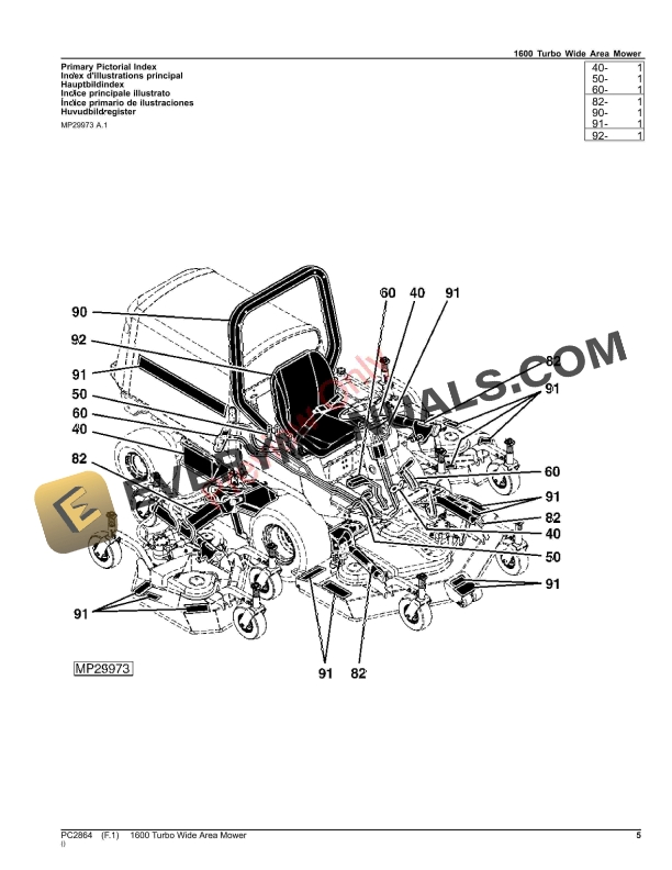 John Deere 1600 Turbo Wide Area Mower Parts Catalog PC2864 28OCT23-5