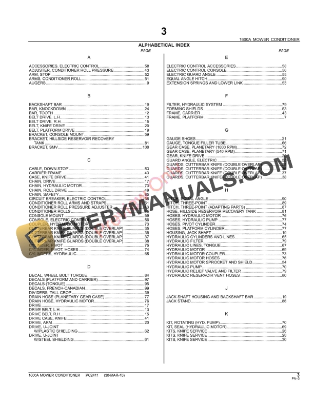John Deere 1600A Mower Conditioner Parts Catalog PC2411 06MAY11-5