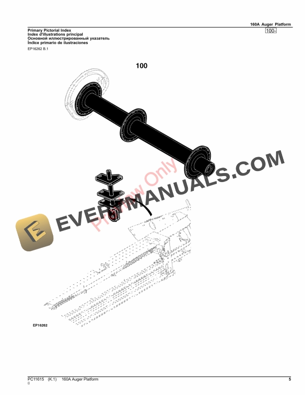 John Deere 160A Auger Platform Parts Catalog PC11615 15JUN22 5